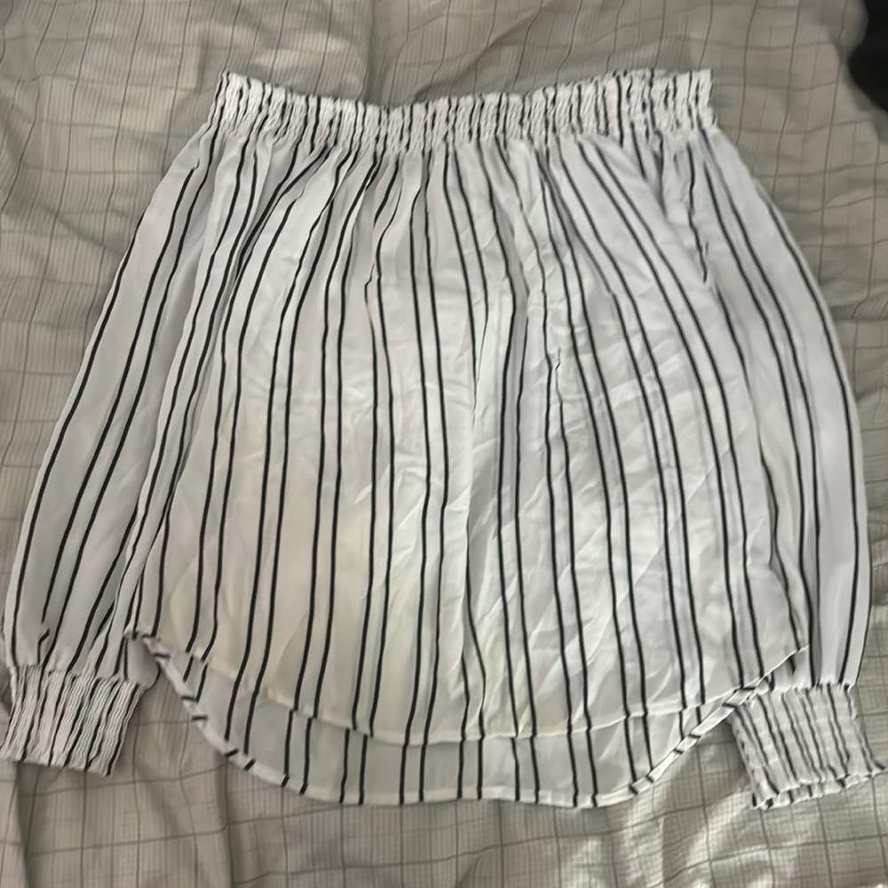 White Blouse with black stripes